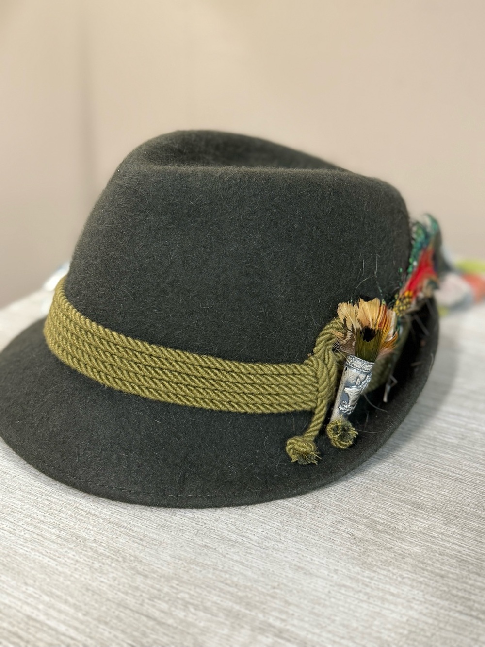 Vintage P&C Habig Wien Men's Felt Fedora Hat with Decorative Band